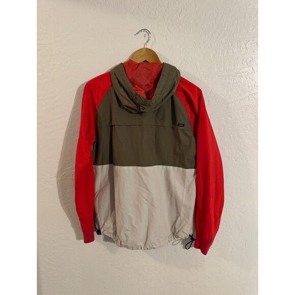 RVCA Hallihan II Green & Red Hooded Rain Jacket - Picture 8 of 13